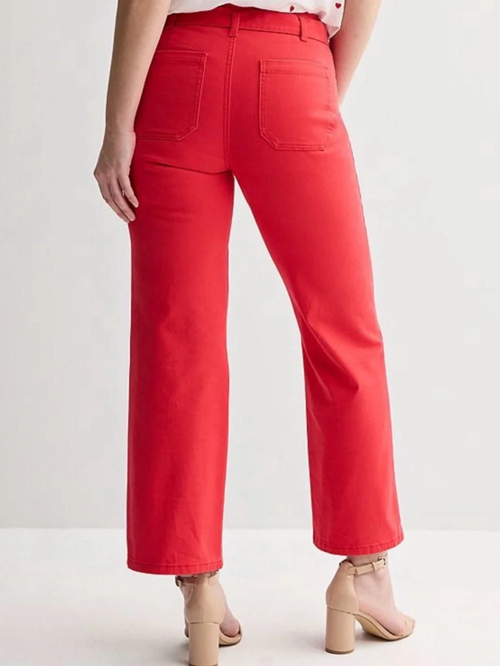 Draper James Red Tie Waist Cropped Wide Leg Pants Size 12